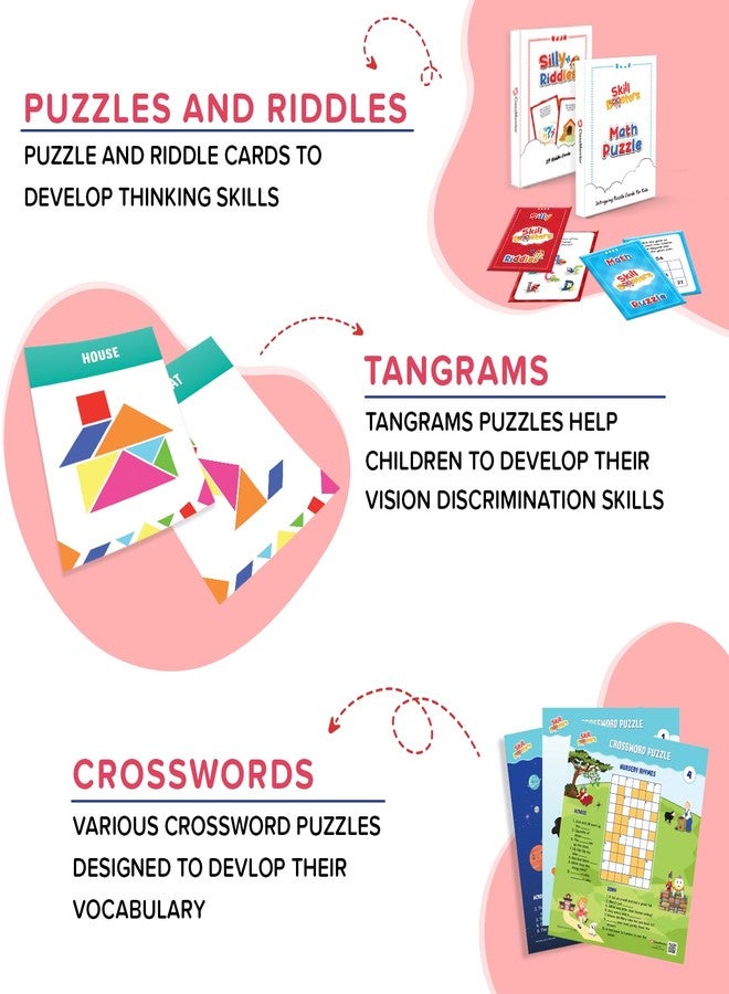 ClassMonitor 50+ Activities Skill Boosters Logic Edition for Kids Ages 6 7 8 | Puzzles & Brain Games | STEM Worksheets, Riddles, Crosswords, Word Games & Tangrams | IQ Development Educational Gift Set - Image 3